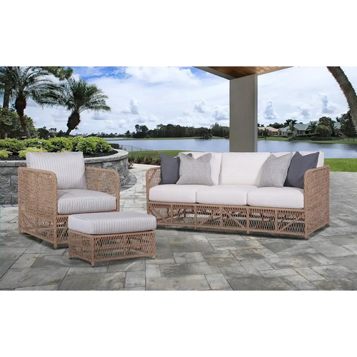 Classic Rattan Outdoor Sofa with Weather-Resistant Cushions and Throw Pillows