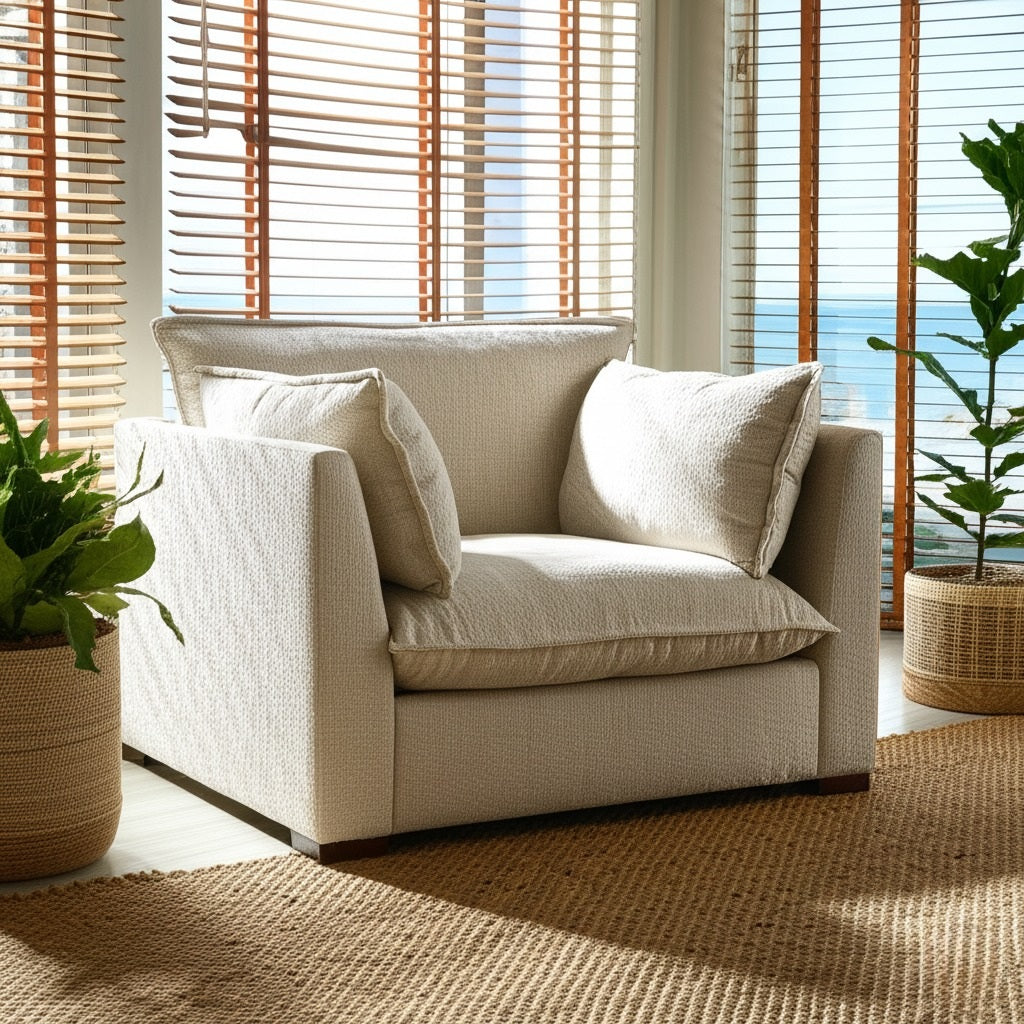 Carson Arm Chair Classic Upholstered Deep Seat with Kidney Pillows