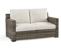 Outdoor Wicker Loveseat Sandstone All-Weather Aluminum Frame