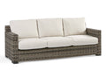 Outdoor Wicker Sofa with Cushions All-Weather Aluminum Frame Sandstone