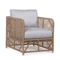 Outdoor Lounge Chair Natural Rattan Woven Frame with Striped Cushion