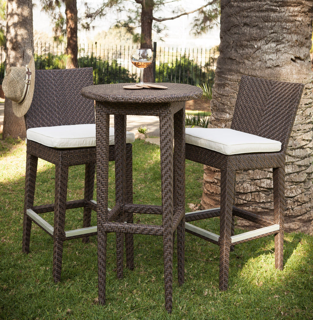 Atlantis Outdoor Pub Barstool with Cushion Java Brown Wicker Aluminum Frame