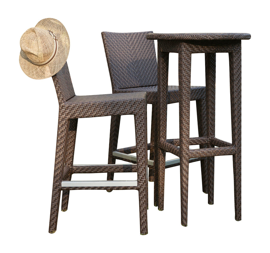 Atlantis Outdoor Pub Barstool with Cushion Java Brown Wicker Aluminum Frame