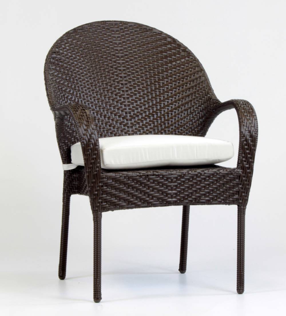 Bahia Outdoor Patio Bistro Chair Chocolate Wicker Aluminum Frame
