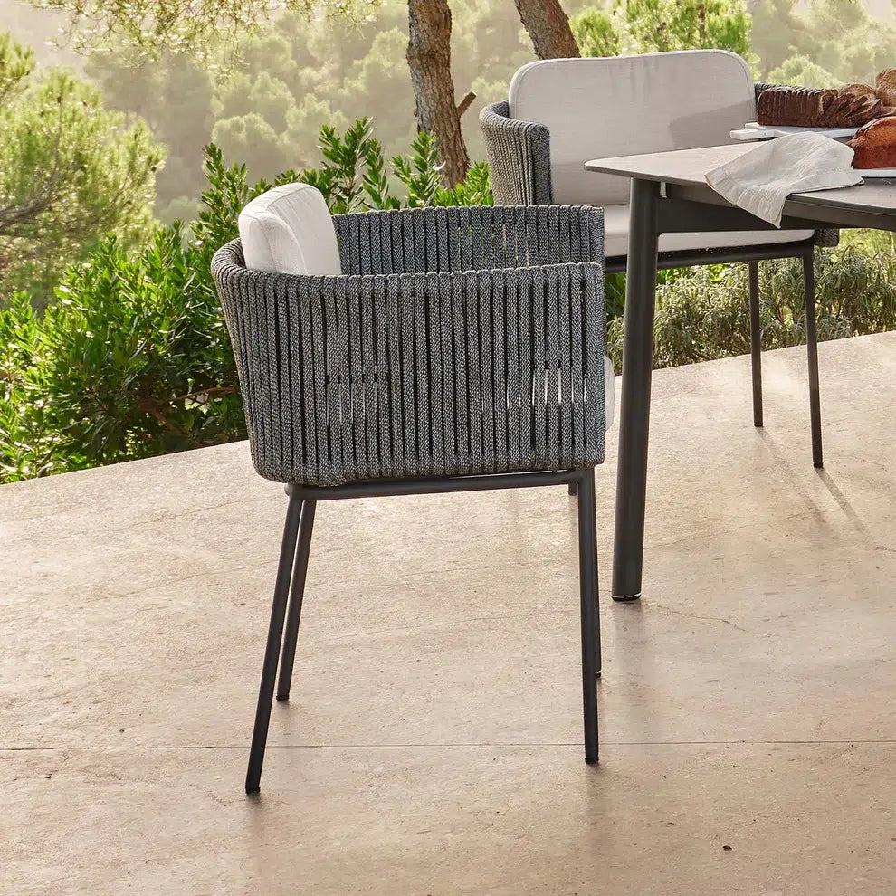 Light Grey Outdoor Dining Armchair with Canvas Cushion