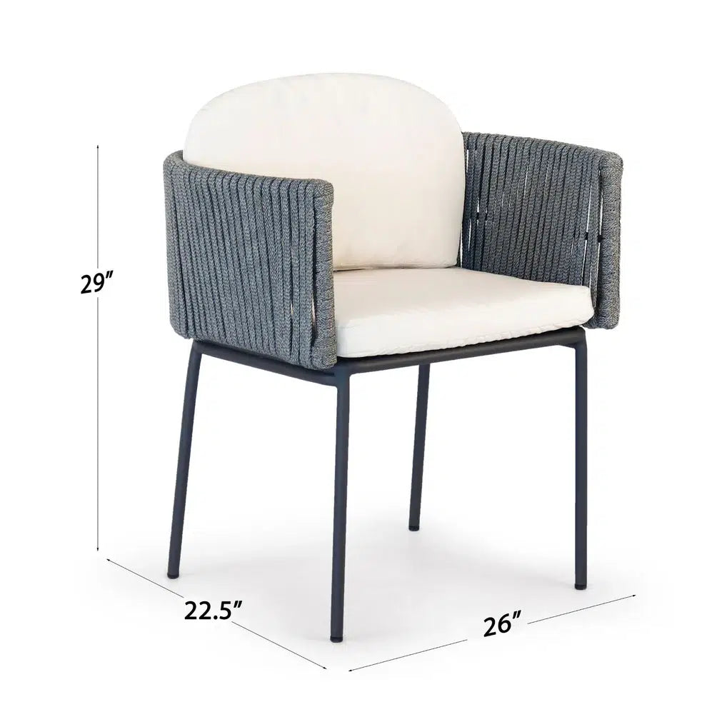 Light Grey Outdoor Dining Armchair with Canvas Cushion