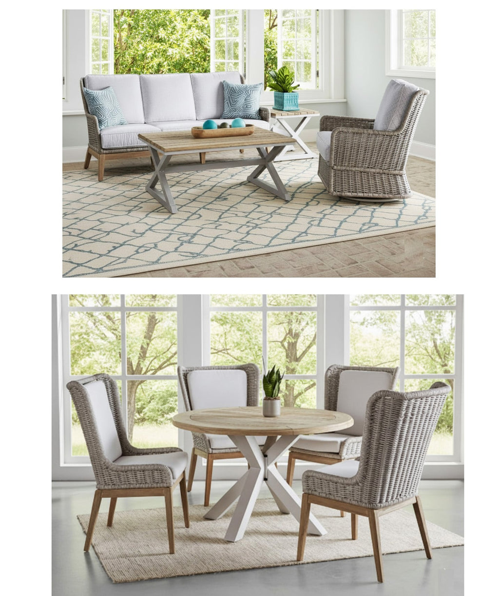 Carson Outdoor Wicker Patio Lounge Chair with Frost Grey Rope Weave
