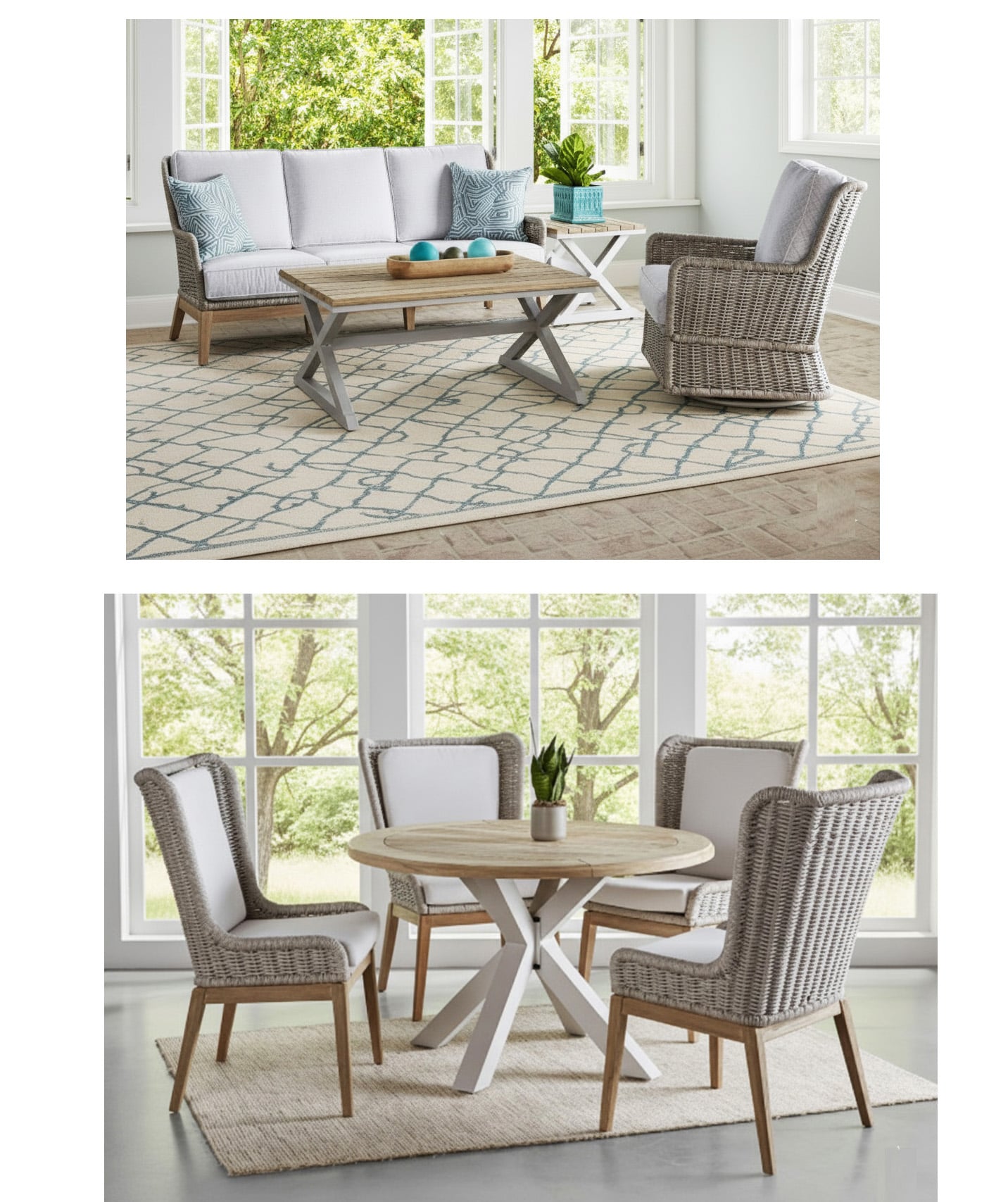 Carson Outdoor Wicker Patio Lounge Chair with Frost Grey Rope Weave