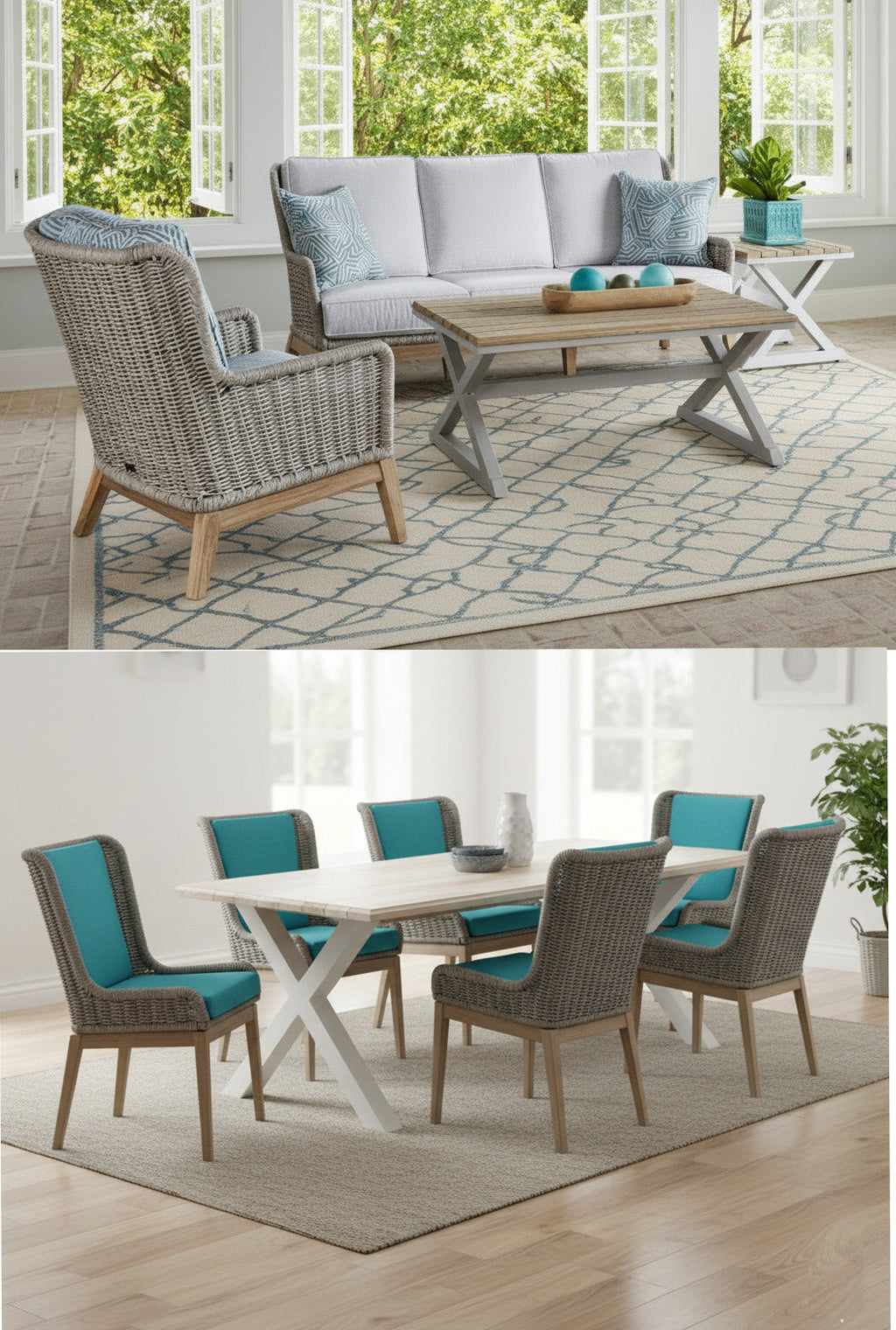 Outdoor Wicker Patio Sofa Frost Grey