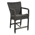 Outdoor Wicker Patio Barstool with Cushion Dark Ebony