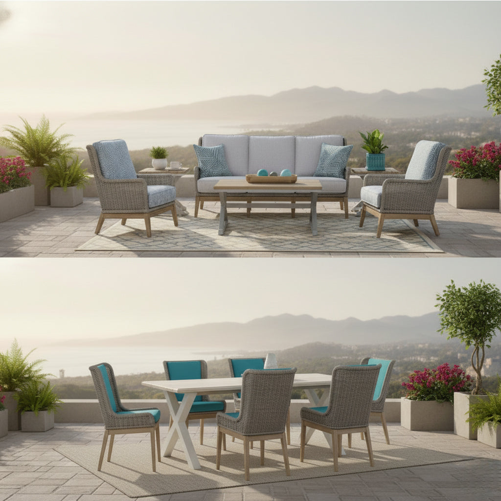 Outdoor Wicker Patio Sofa Frost Grey