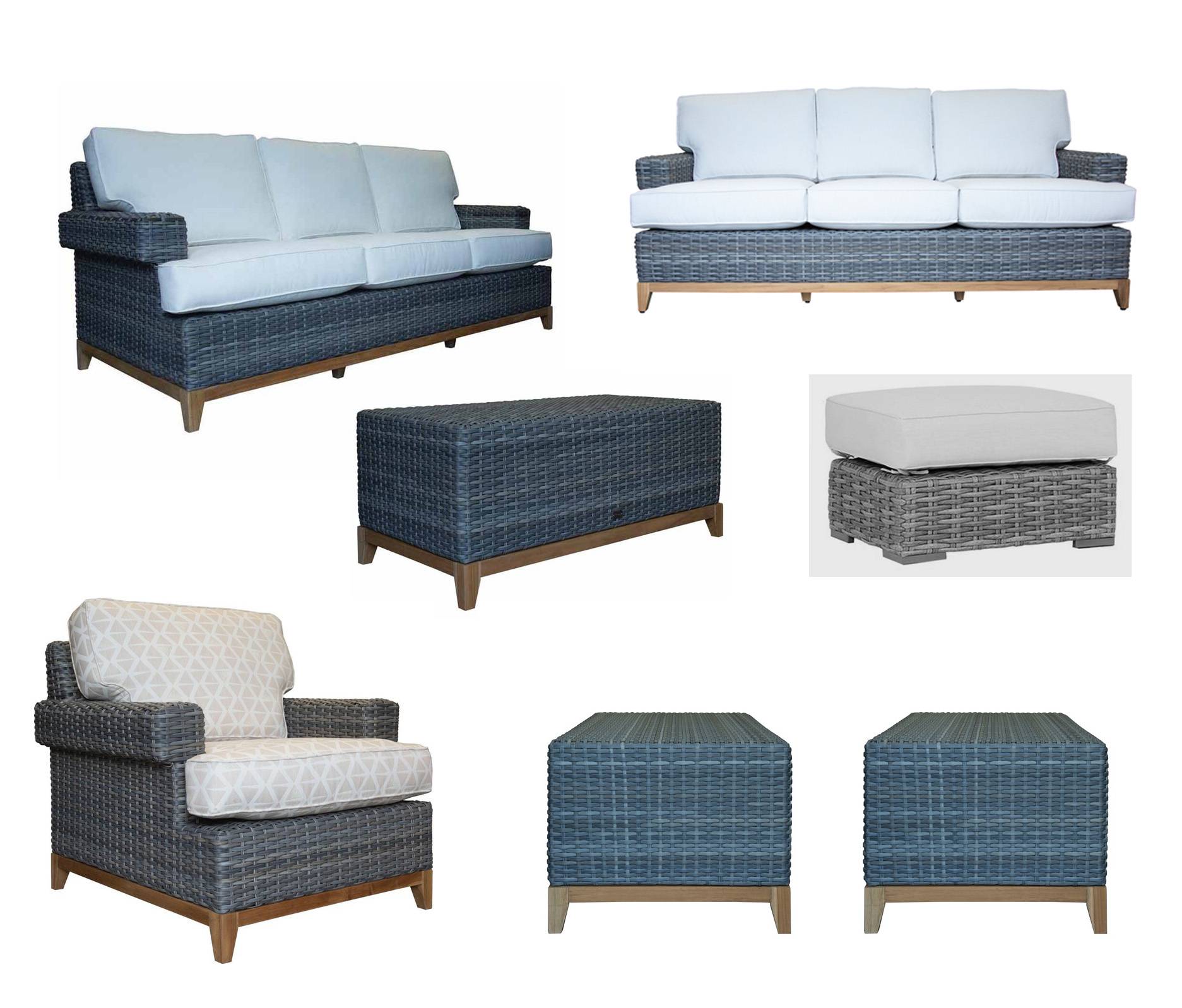 Outdoor Patio Wicker Sofa with Cushions