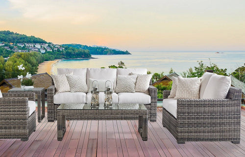 Nouveau fauteuil de patio d'extérieur Java en osier, pivotant, planant, finition grès, toutes saisons