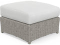 Outdoor Wicker Light Driftwood Ottoman with White Cushion Patio Furniture