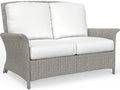Outdoor Wicker Light Driftwood Patio Loveseat with High-Density Cushions