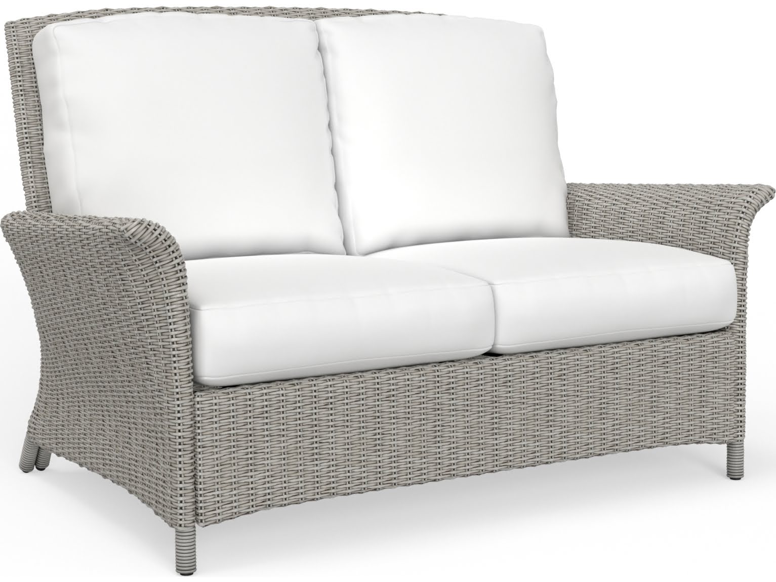Outdoor Wicker Light Driftwood Patio Loveseat with High-Density Cushions