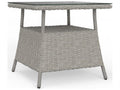 Outdoor Wicker Square Patio End Table Light Driftwood Tempered Glass Top