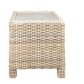 Outdoor Wicker Lamp Table with Aluminum Frame in Province White