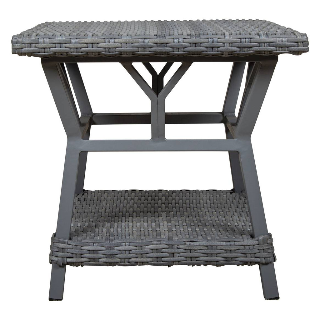 St Croix Outdoor Wicker Patio Lounge Chair with Navy Blue Cushions