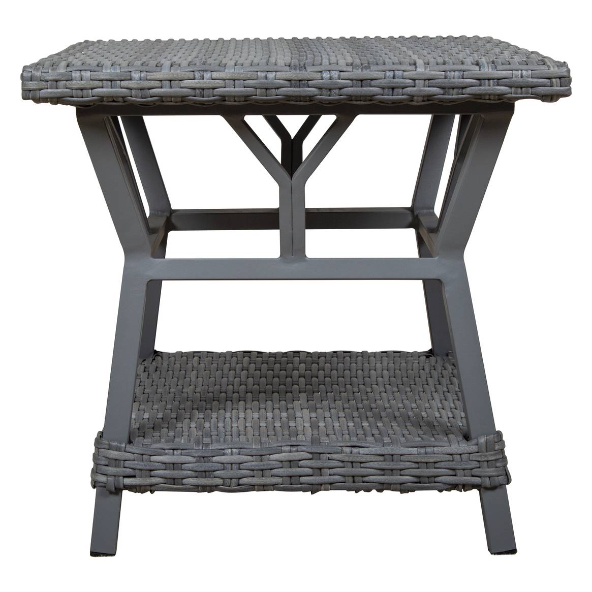 St Croix Outdoor Wicker Patio Lounge Chair with Navy Blue Cushions