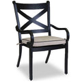 Outdoor Dining Arm Chair with Cushion Old-World Bronze Aluminum