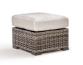 Outdoor Wicker Ottoman with Cushion Sandstone Finish All-Weather