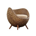 Woven Rattan Occasional Lounge Chair Natural Brown with Cushion