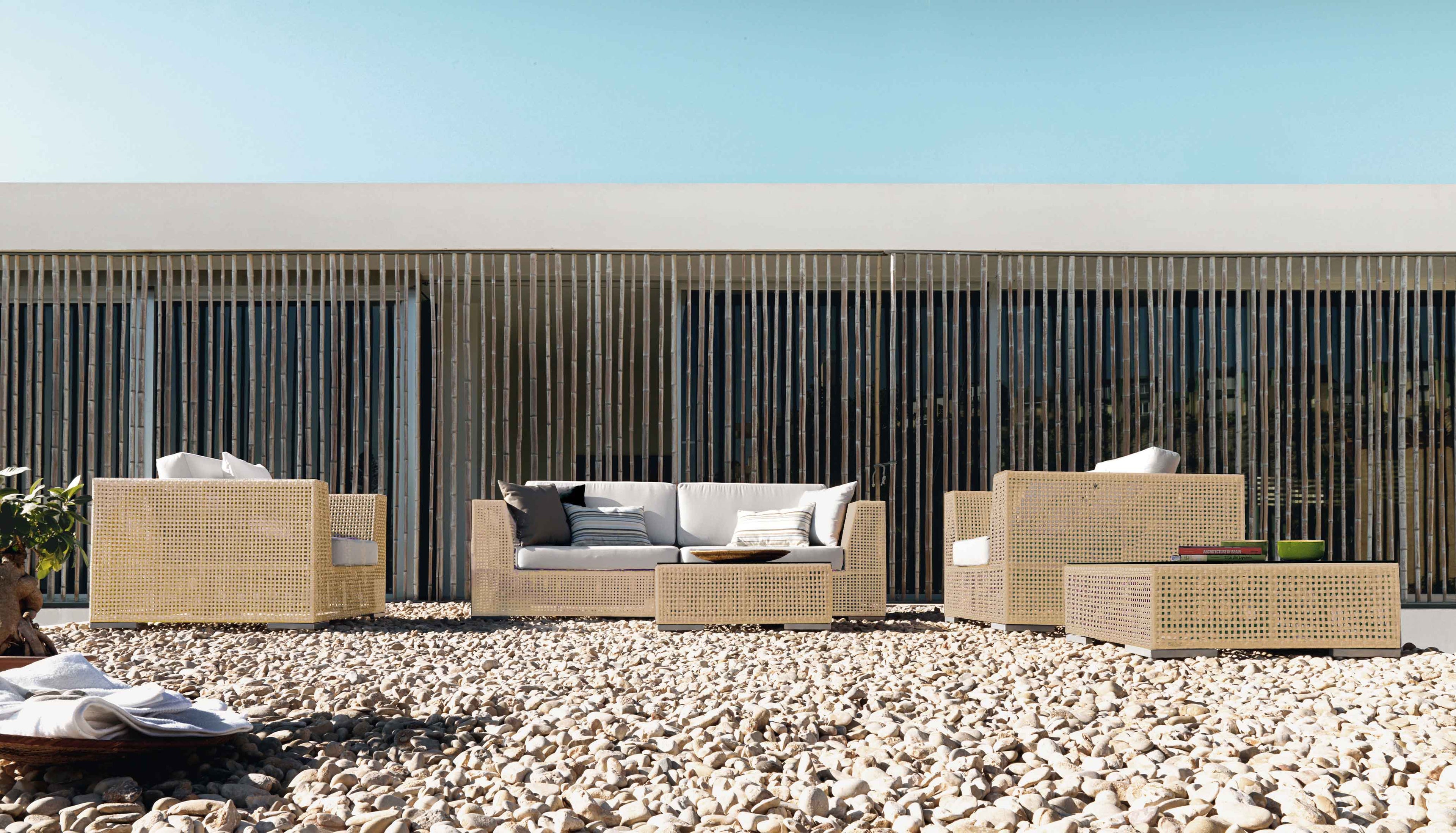 Austin Outdoor Wicker Loveseat with Natural Cushions and Side Table