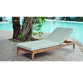 Teak Outdoor Chaise Lounge with Cushion and Adjustable Reclining Backrest