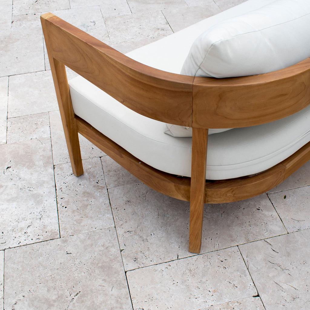Bali Teak Outdoor Sofa Natural Finish with Cream Cushions
