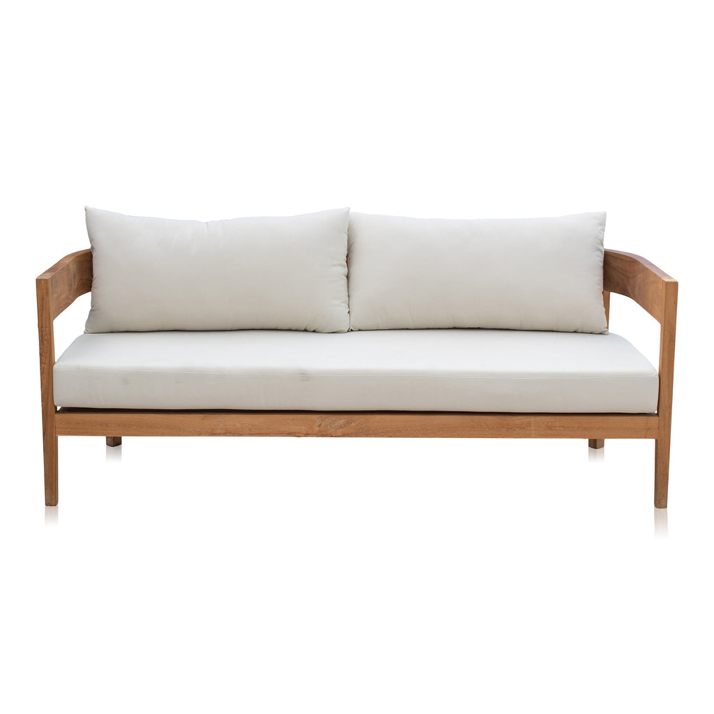 Bali Teak Outdoor Sofa Natural Finish with Cream Cushions