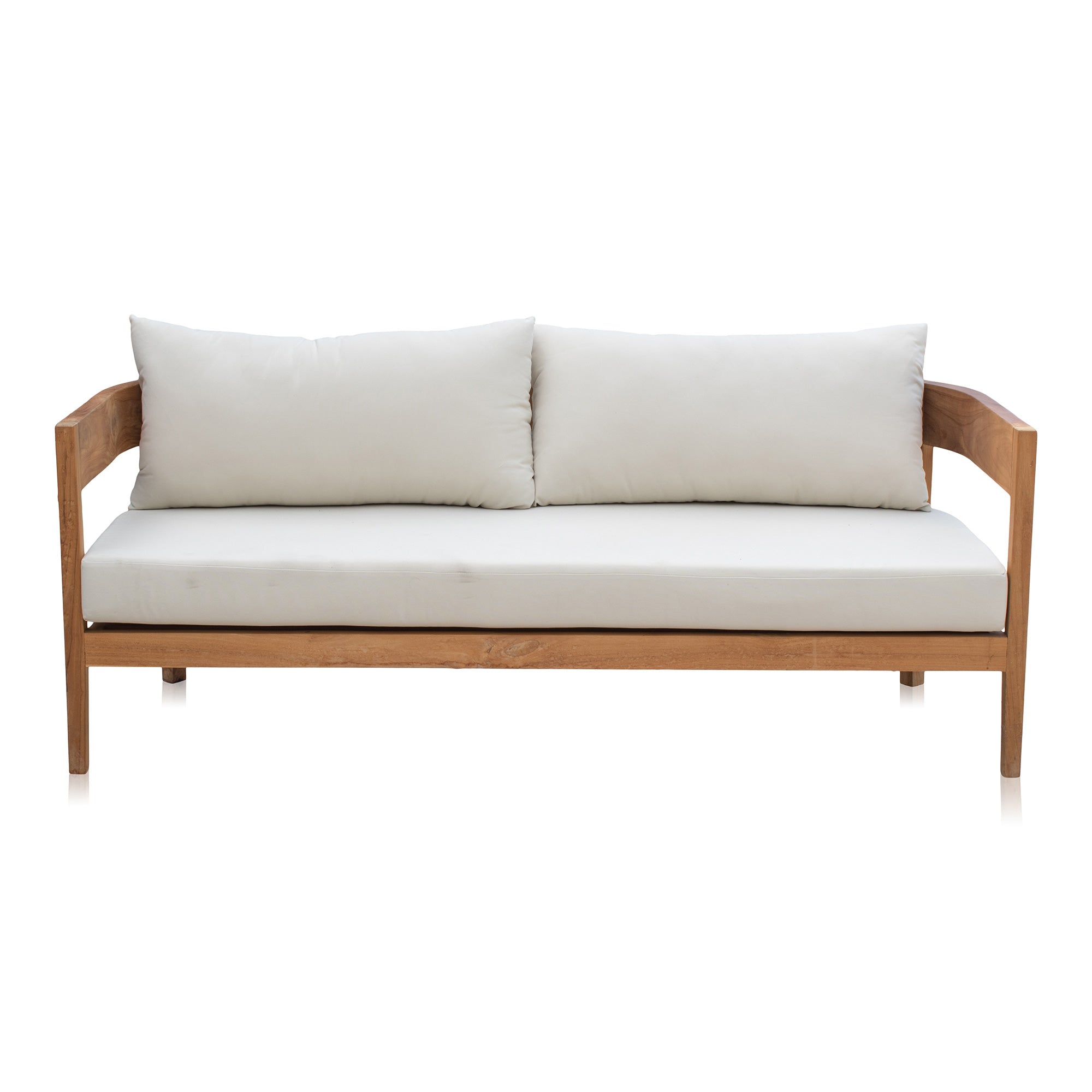 Bali Teak Outdoor Sofa Natural Finish with Cream Cushions