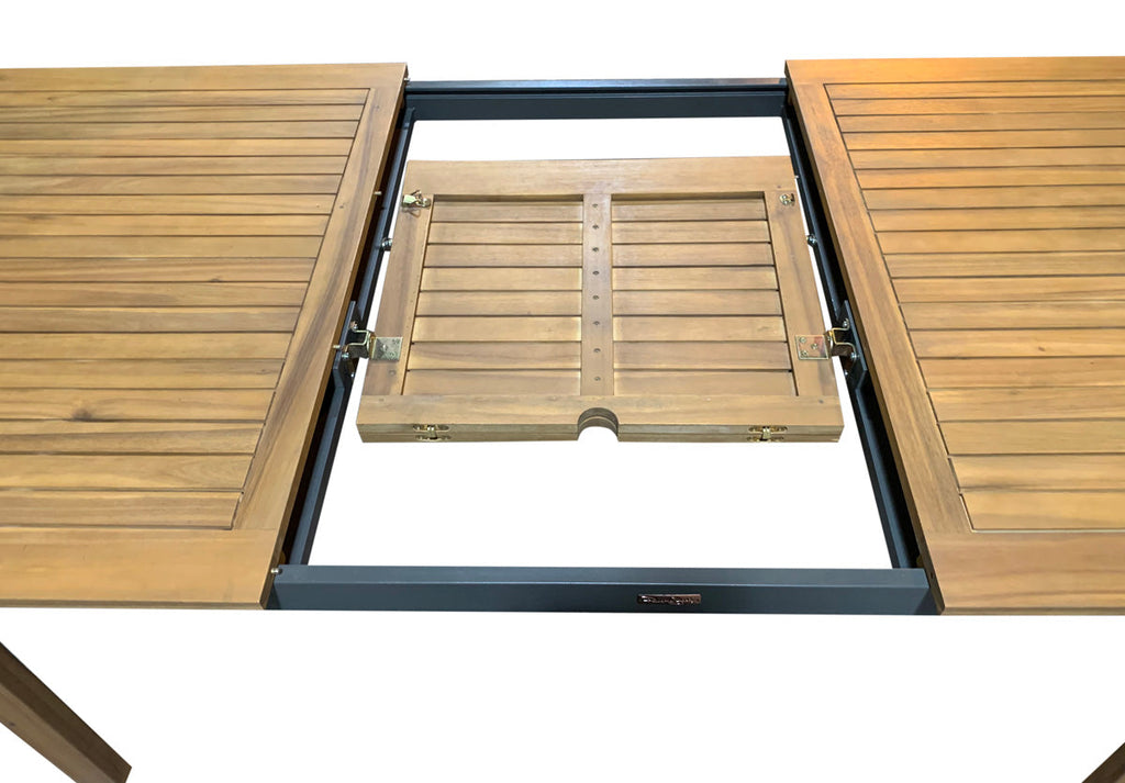 Outdoor Rectangular Extendable Acacia Wood Dining Table Gray Brown