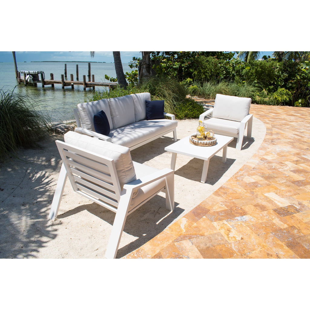 Mykonos Outdoor White Aluminum Sofa