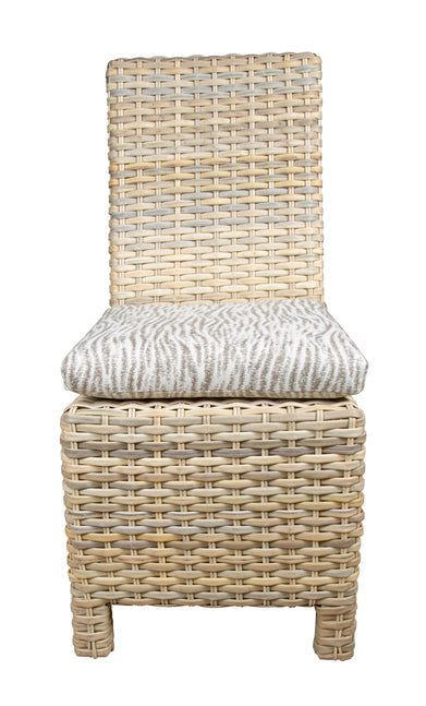 Outdoor Wicker Side Chair for Patio Dining in Gray