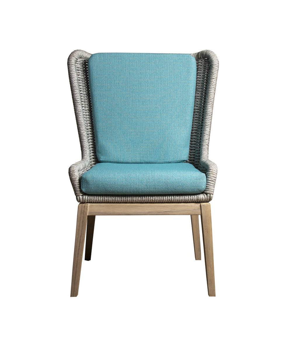 Carson Outdoor Wicker Patio Lounge Chair with Frost Grey Rope Weave