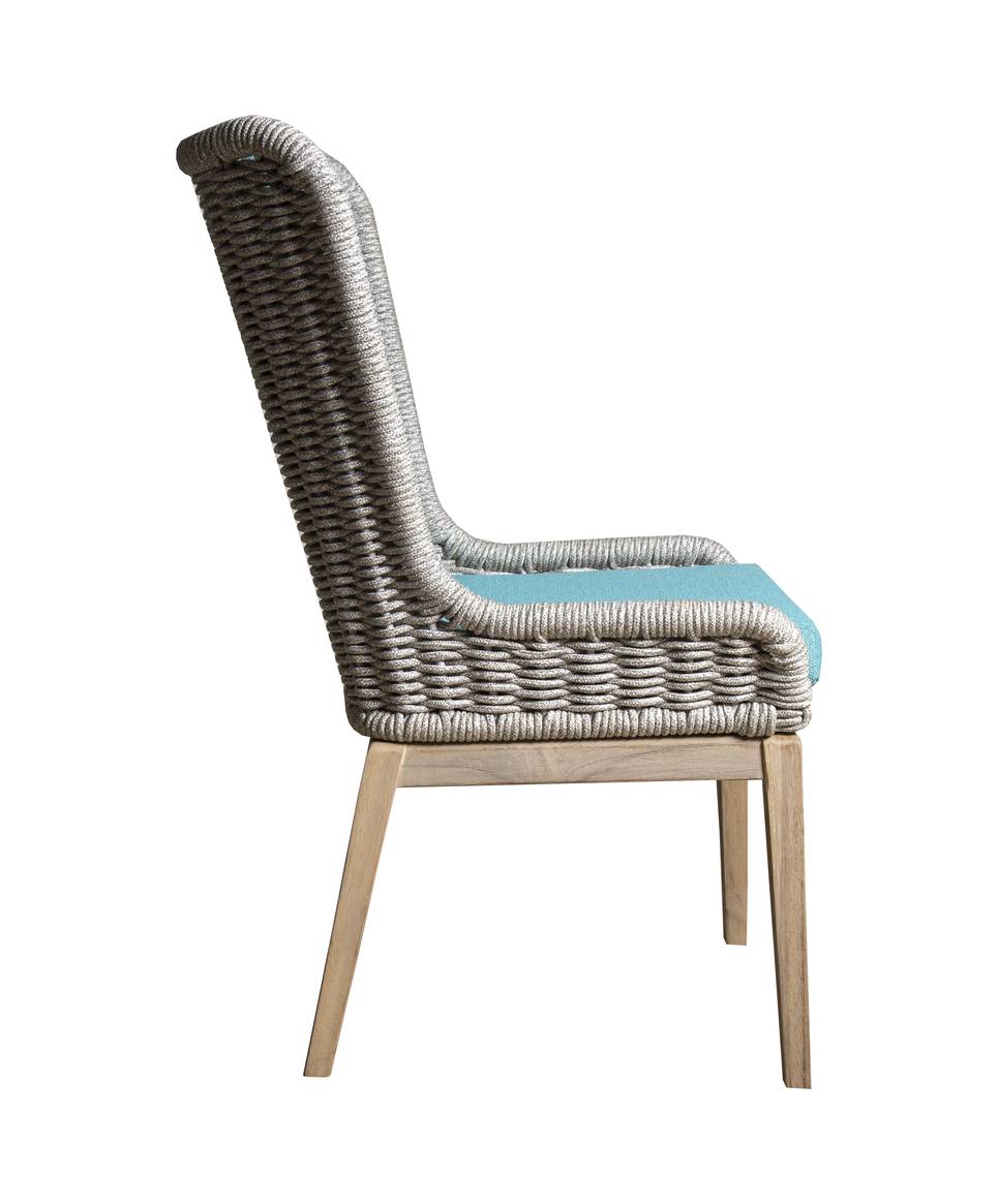 Carson Outdoor Wicker Patio Lounge Chair with Frost Grey Rope Weave