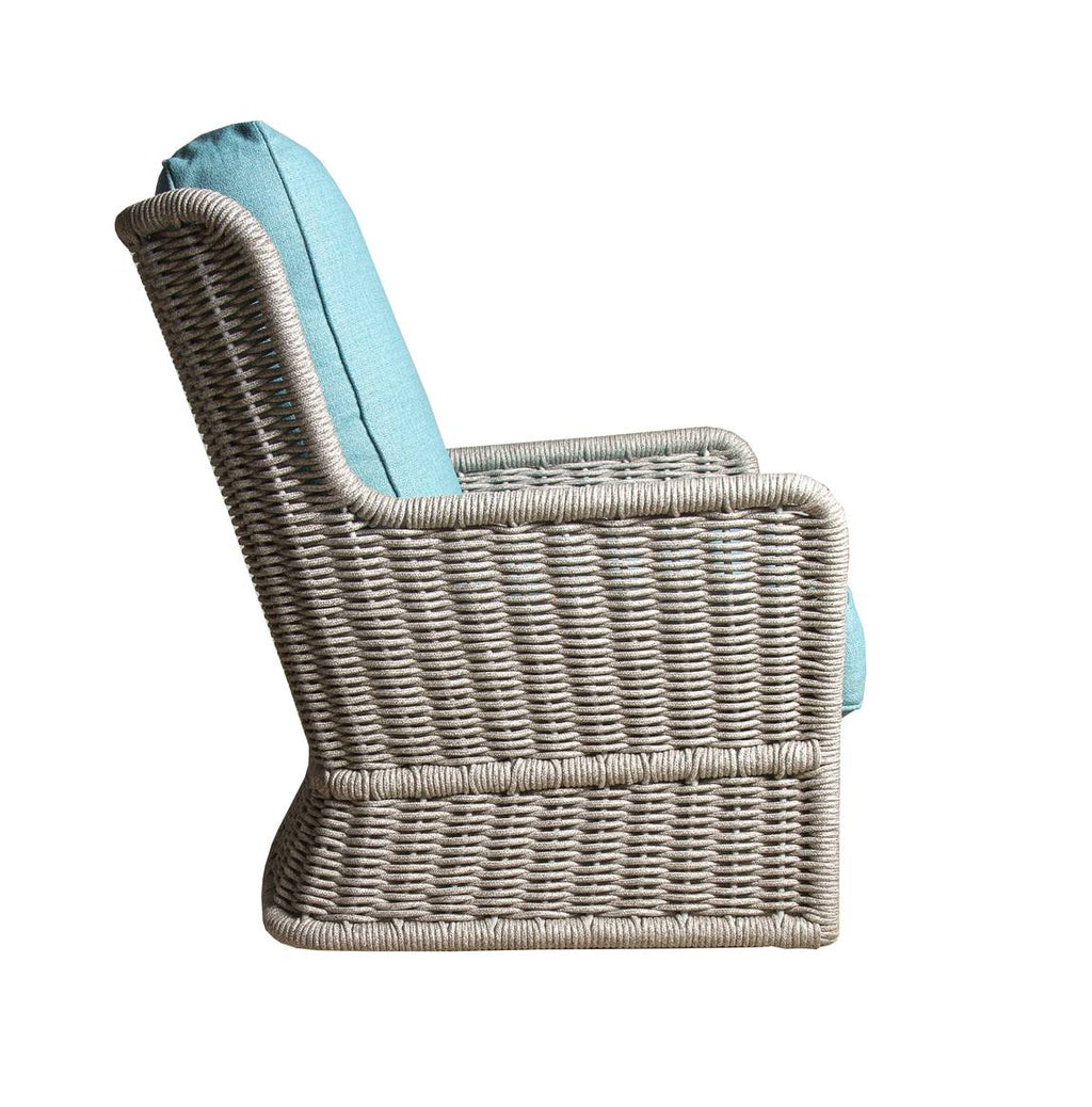 Carson Outdoor Wicker Patio Lounge Chair with Frost Grey Rope Weave