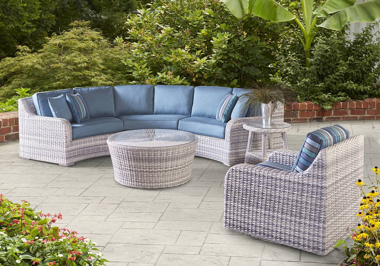 Gray Wicker Outdoor Patio Sofa 3-Seater All-Weather Aluminum Frame