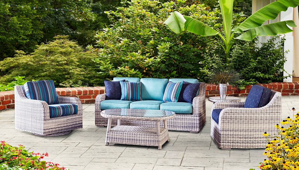 Outdoor Wicker Patio Sofa Ice Finish