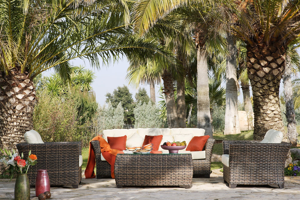 Samoa Outdoor Lounge Chair with Cushions Dark Brown Wicker