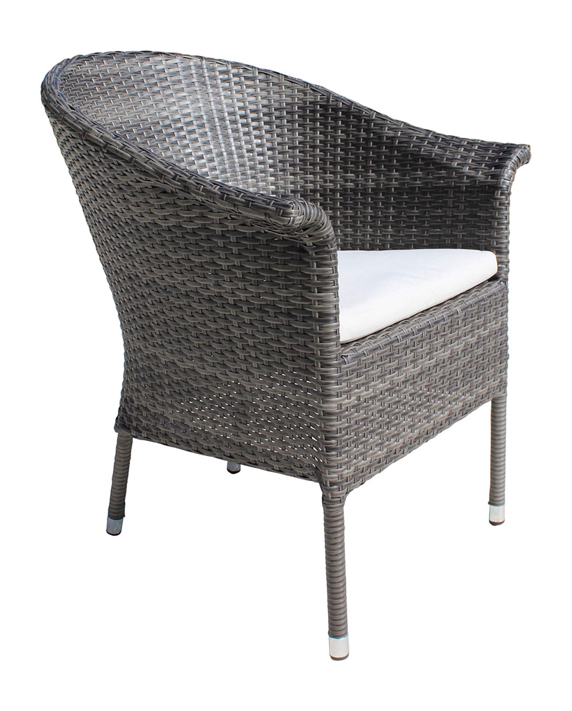 Outdoor Stackable Woven Armchair with Cushion in Grey
