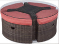 Tangier Round Outdoor Hassock Coffee Table Natural Rattan Coastal Style