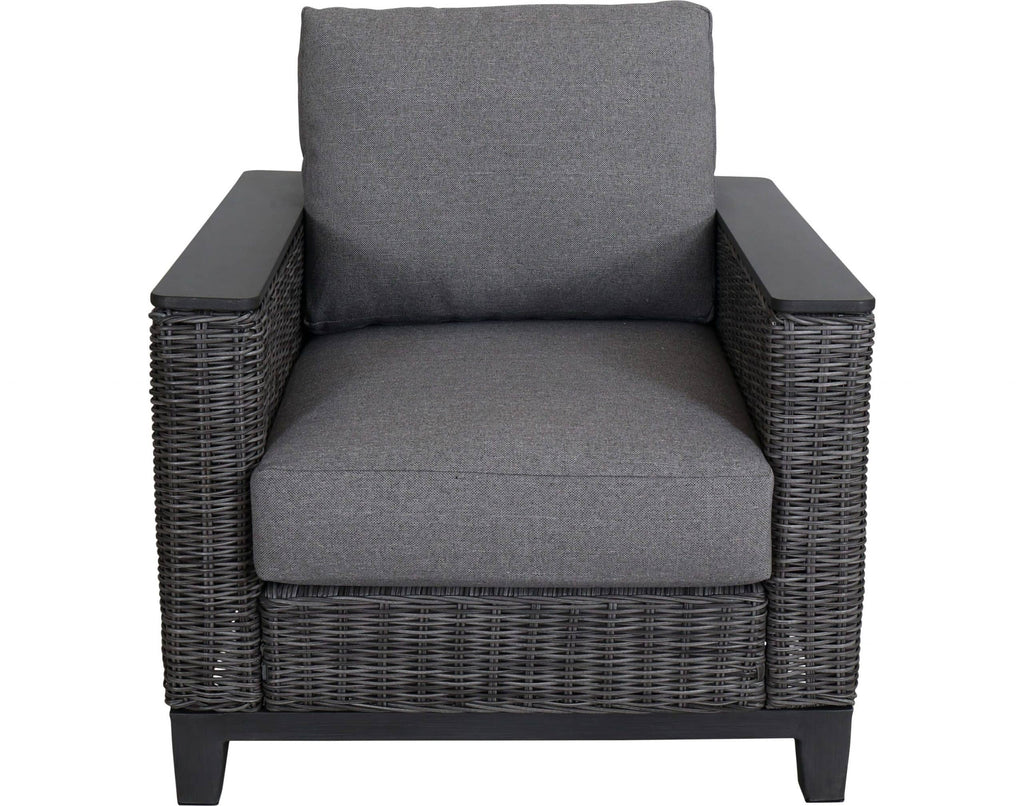 Outdoor Lounge Chair Gray Wicker Deep Seat Patio Accent Chair