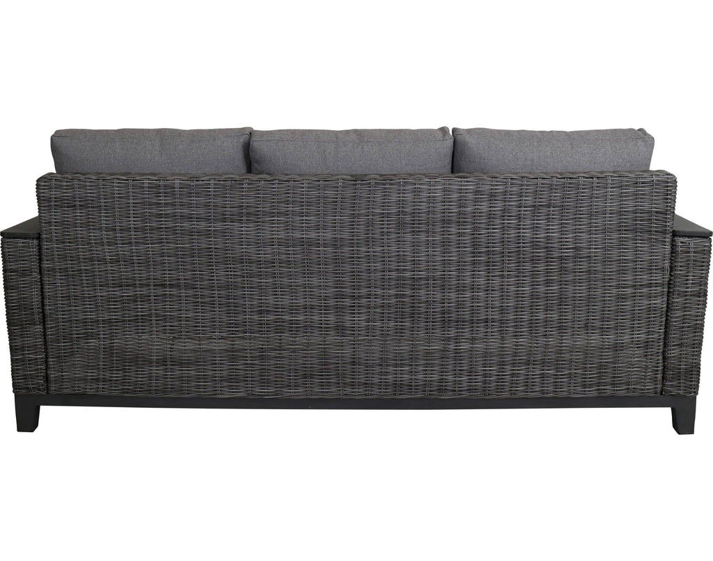Outdoor Wicker Sofa with Deep Seat Cushions All-Weather Gray