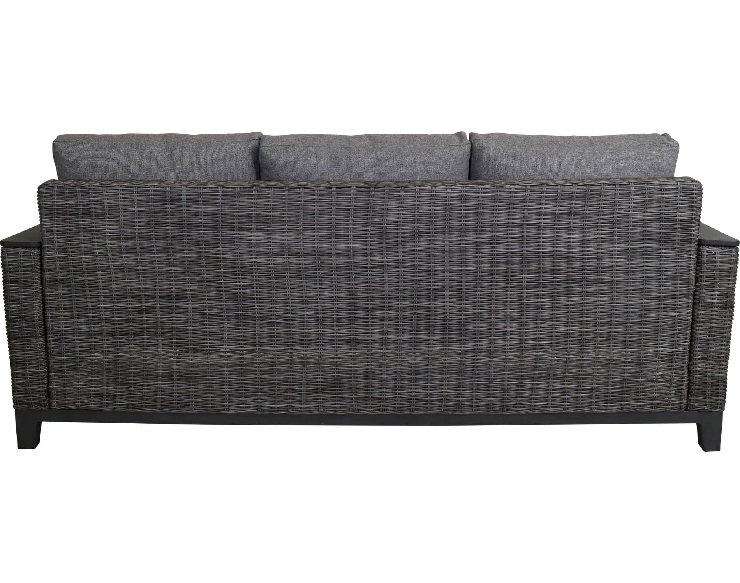 Outdoor Wicker Sofa with Deep Seat Cushions All-Weather Gray
