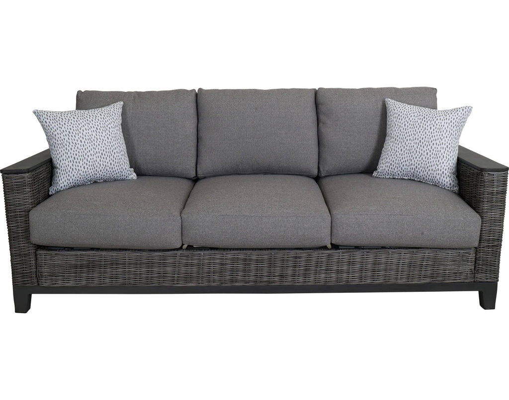 Outdoor Wicker Sofa with Deep Seat Cushions All-Weather Gray