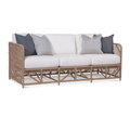 Classic Rattan Outdoor Sofa with Weather-Resistant Cushions and Throw Pillows