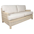 Outdoor Full Sofa Grasscloth Buff Wicker Two-Seat Patio Lounge