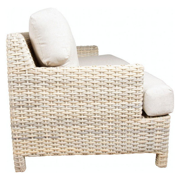Outdoor Full Sofa Grasscloth Buff Wicker Two-Seat Patio Lounge